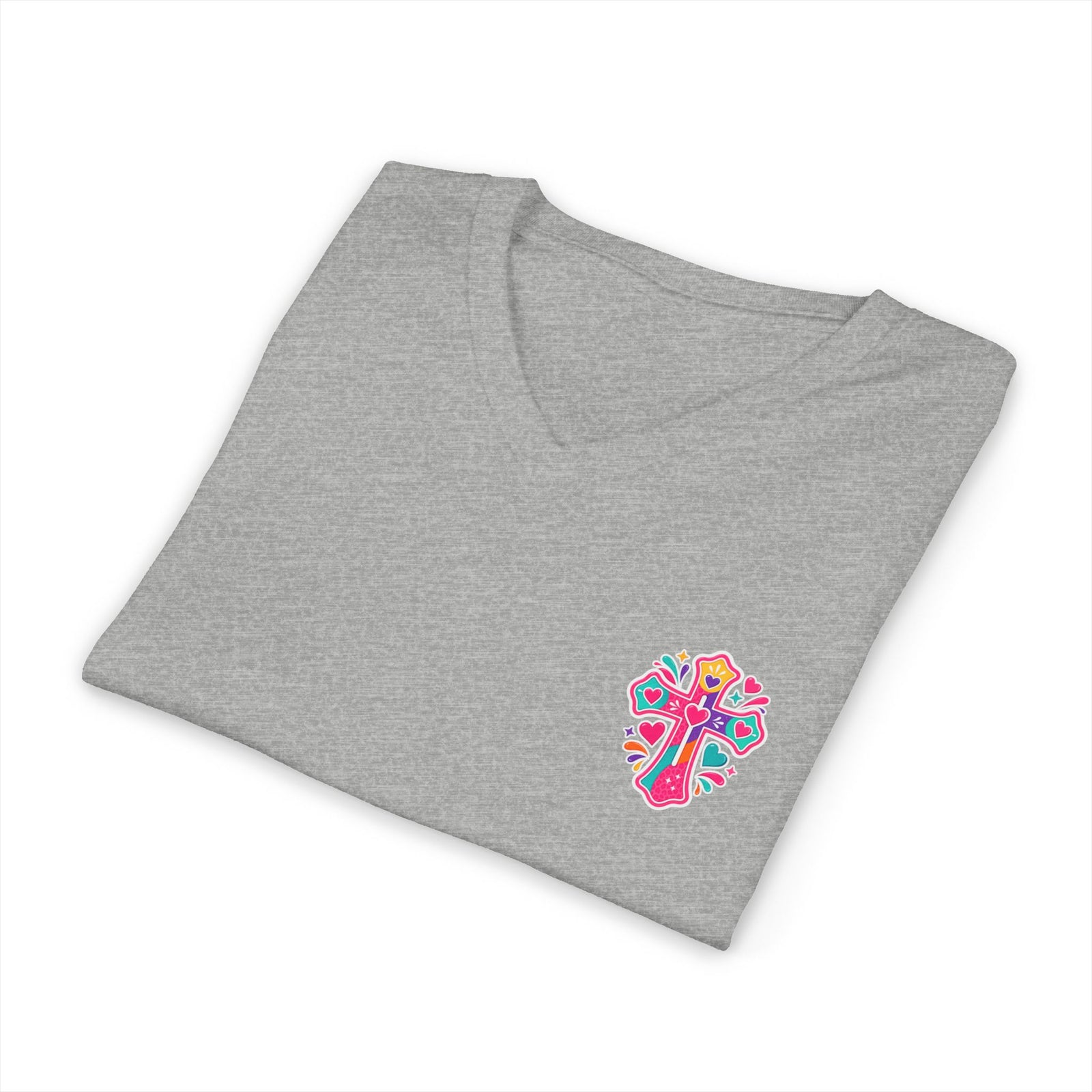 Christian V‑Neck Tee — "Warning I Tell Everyone About Jesus" Colorful Faith Shirt
