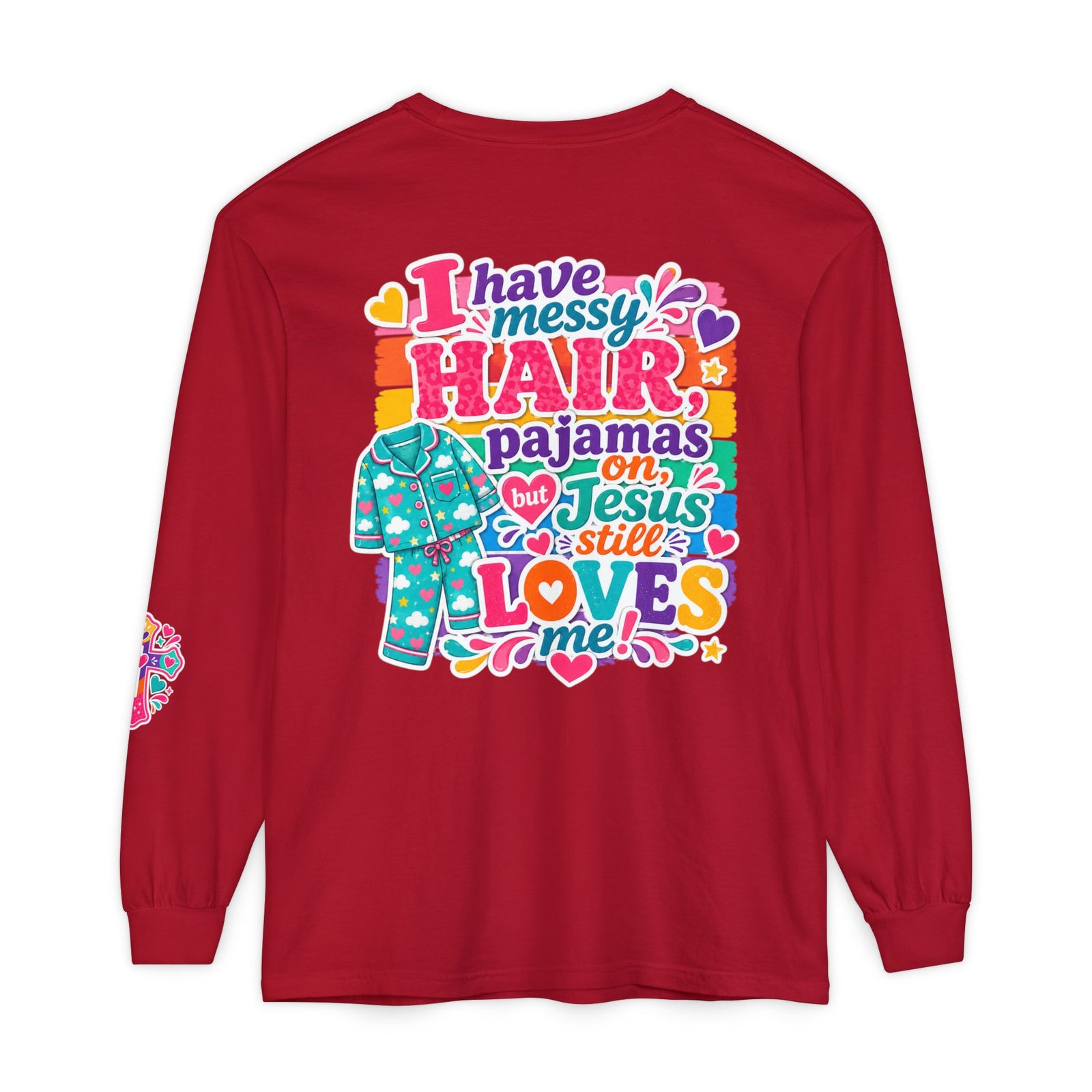 Christian Pajama Graphic Long Sleeve Tee — "...Jesus Still Loves Me"