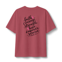 Load image into Gallery viewer, "Breast Cancer Ribbon" with Message on Back Tee XS-4XL