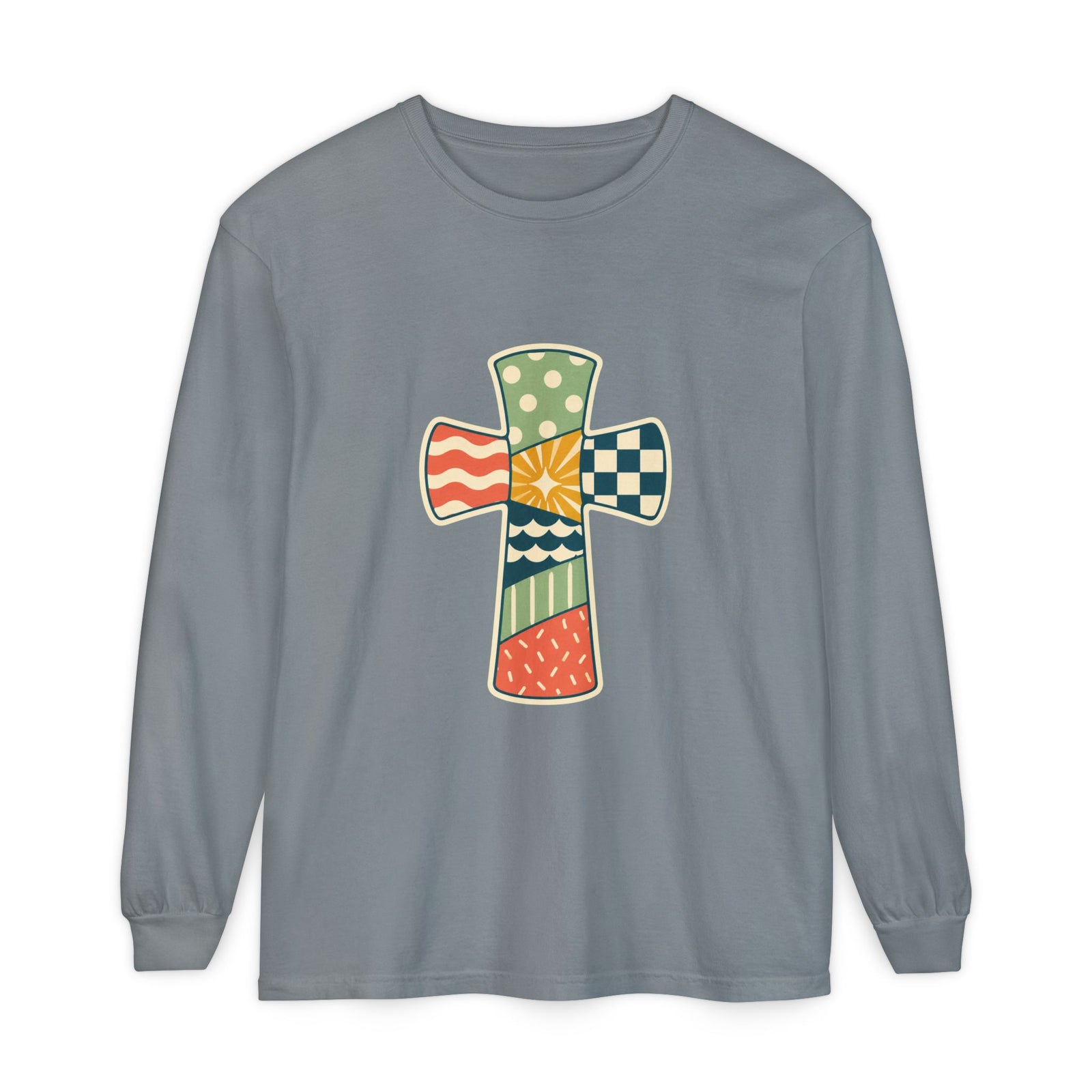 Patchwork Cross Long Sleeve T-Shirt
