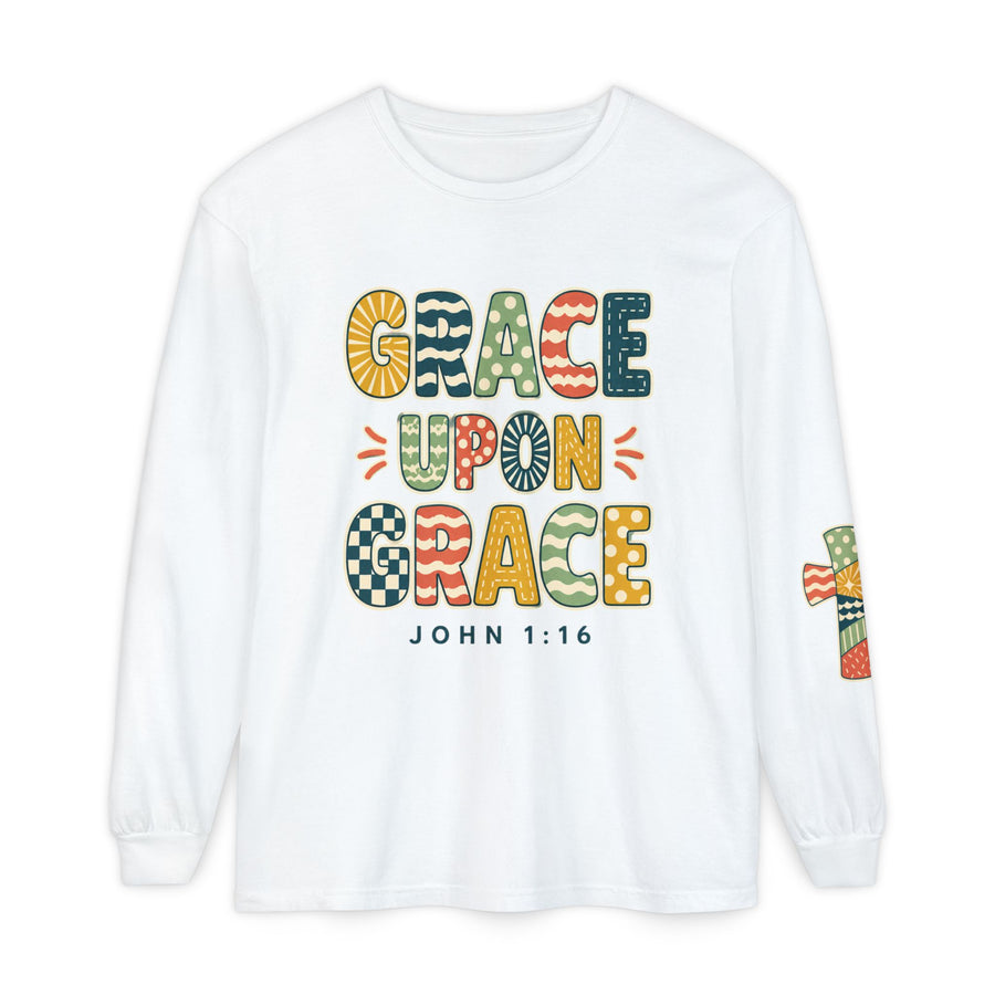 Grace Upon Grace Long Sleeve T-Shirt — John 1:16 Christian Tee