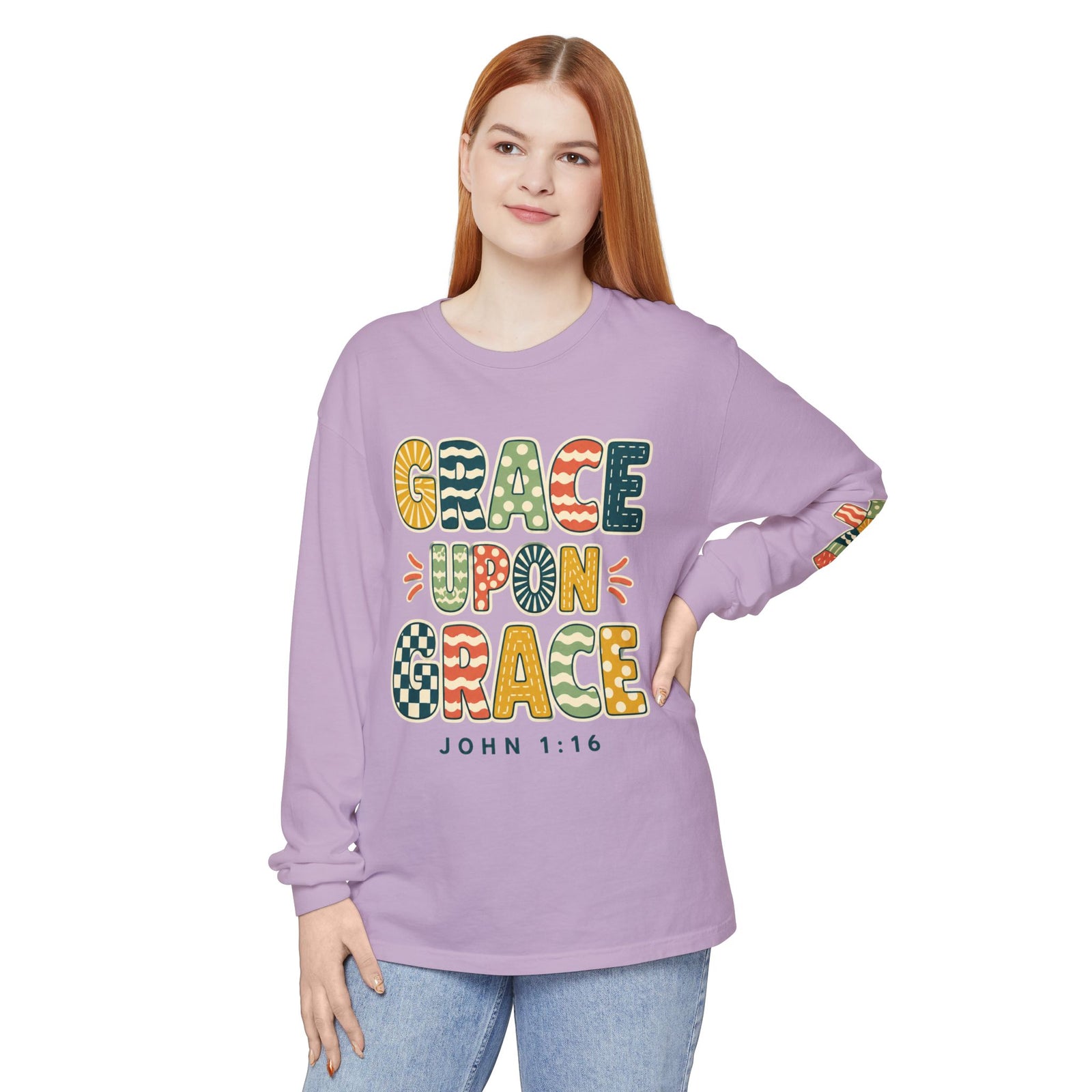 Grace Upon Grace Long Sleeve T-Shirt — John 1:16 Christian Tee