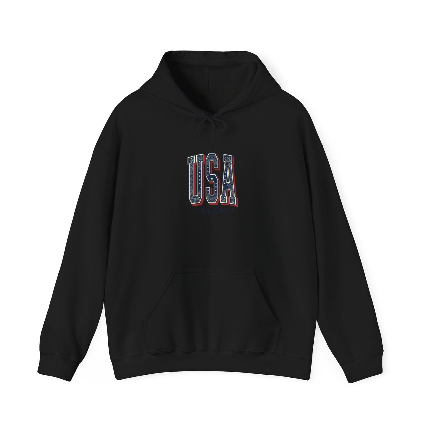 USA Arch Retro Typography Hoodie | 4th of July Vintage Americana
