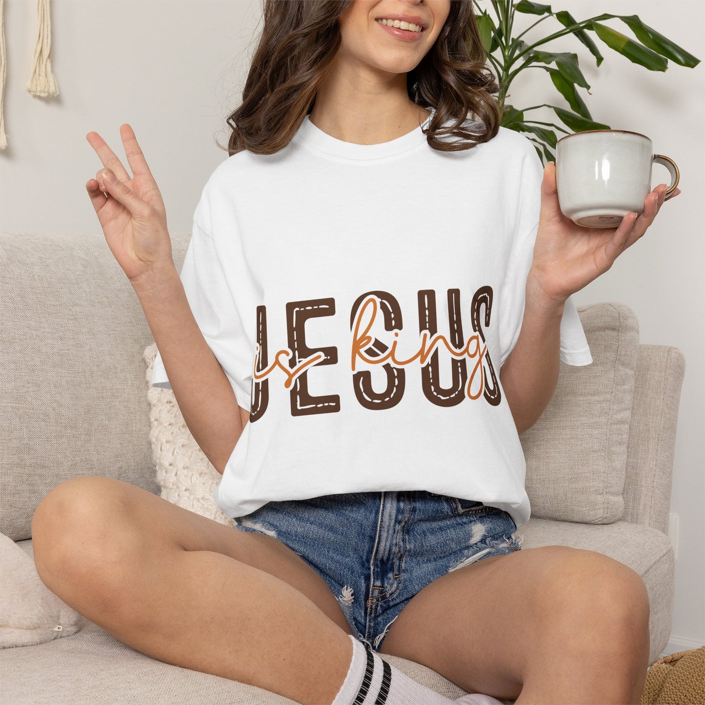 Jesus Loving T-Shirt — Faith-Based Graphic Tee with Script & Block Lettering