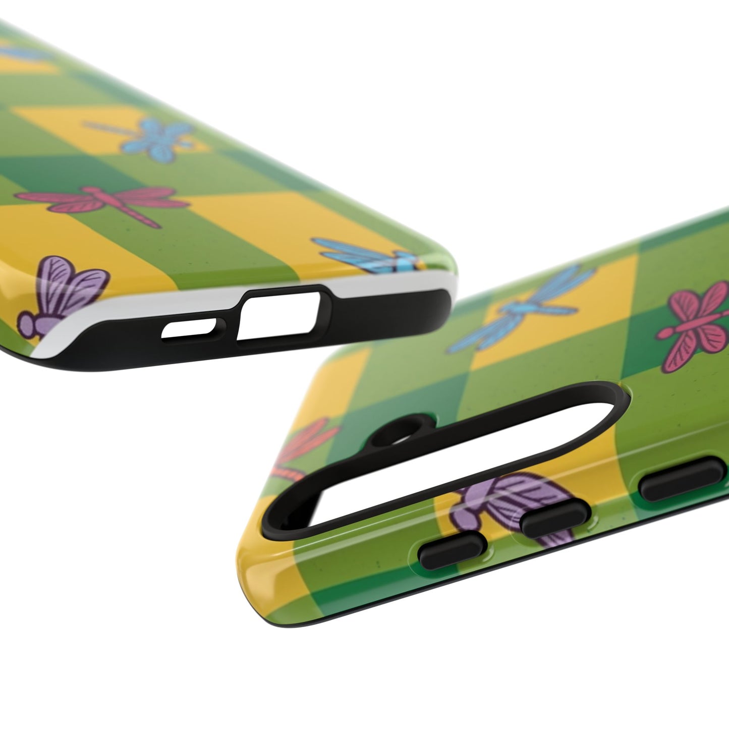 Dragonfly Check Phone Case — Colorful Plaid Protective Tough Case