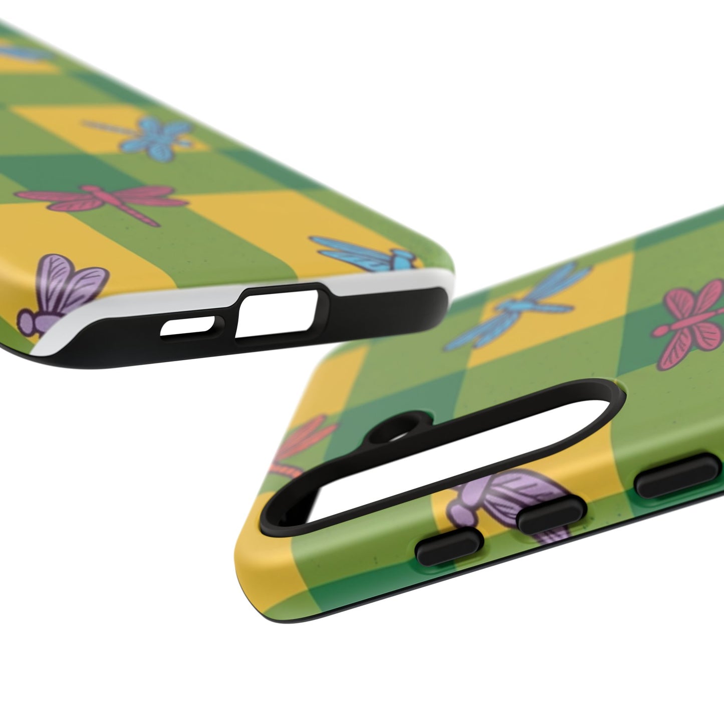 Dragonfly Check Phone Case — Colorful Plaid Protective Tough Case