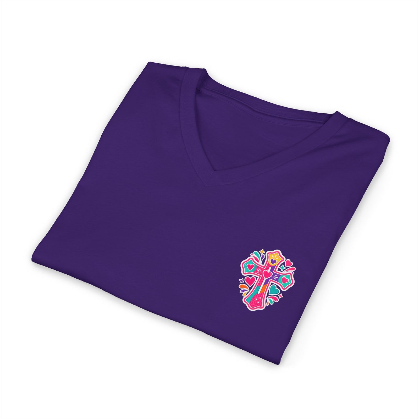 Christian V‑Neck Tee — "Warning I Tell Everyone About Jesus" Colorful Faith Shirt