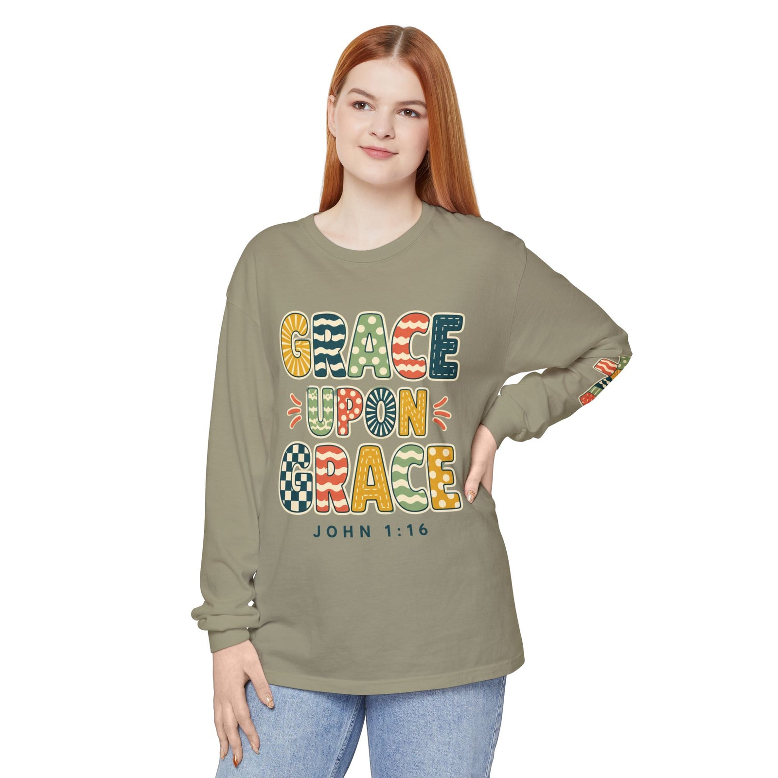 Grace Upon Grace Long Sleeve T-Shirt — John 1:16 Christian Tee