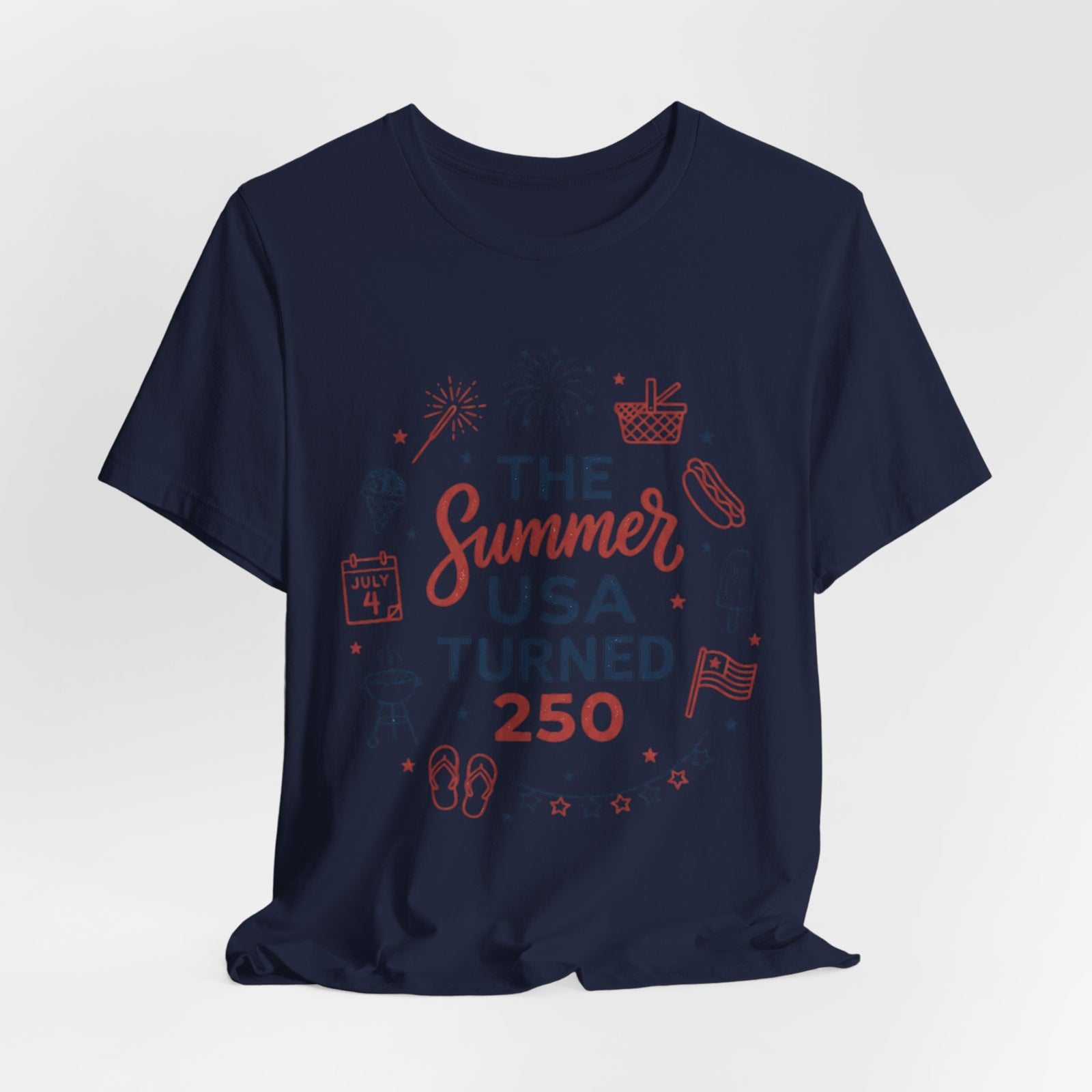 Patriotic Summer USA 250 Tee | Vintage Americana stars, red white blue