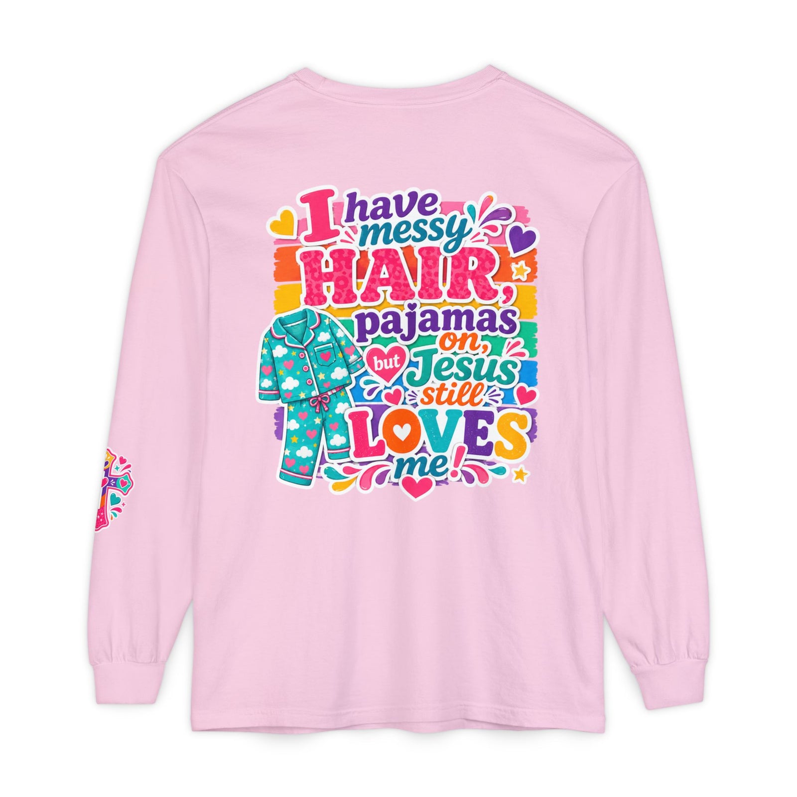 Christian Pajama Graphic Long Sleeve Tee — "...Jesus Still Loves Me"