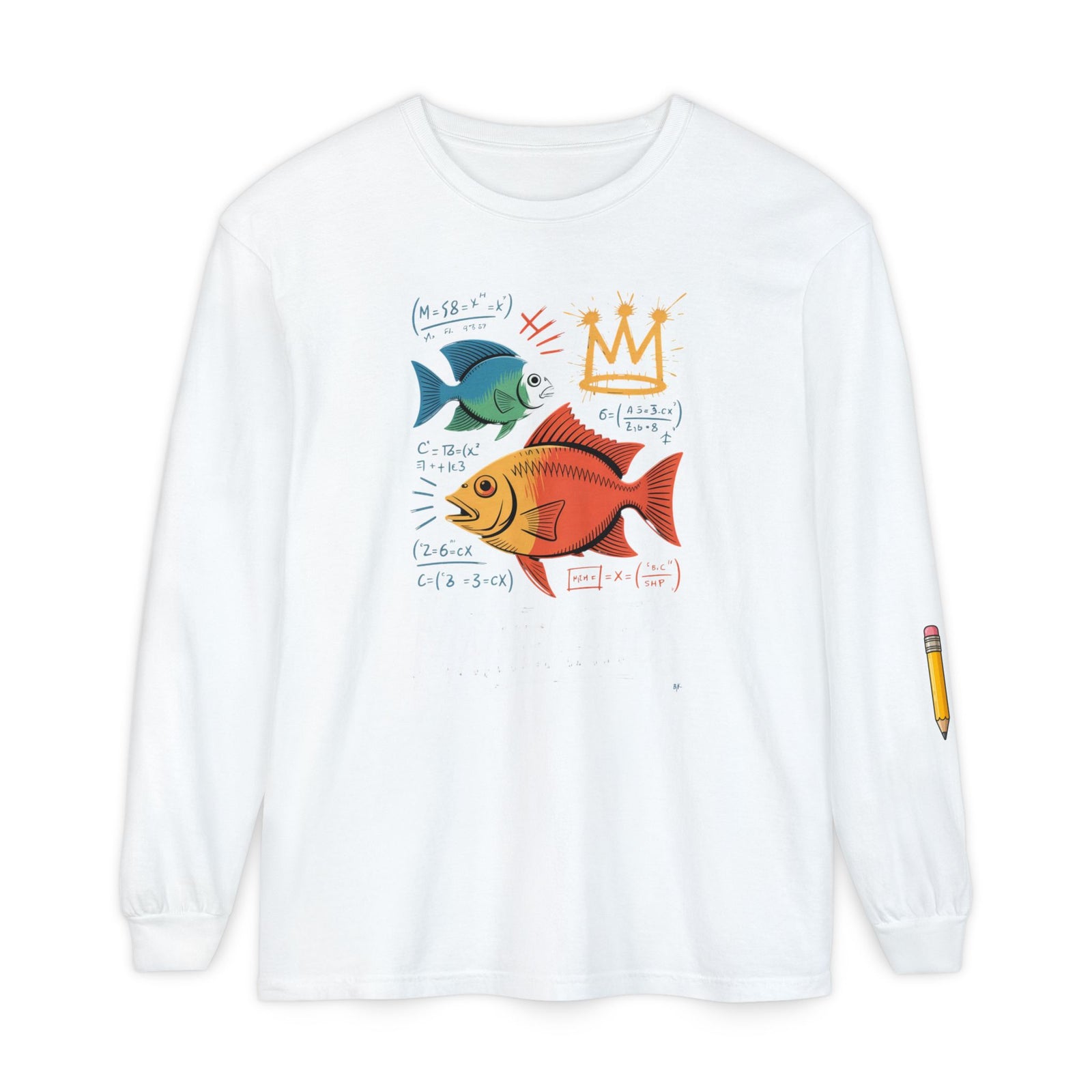 Fish Math Long Sleeve Tee — Cute Brainy Fish Graphic Shirt