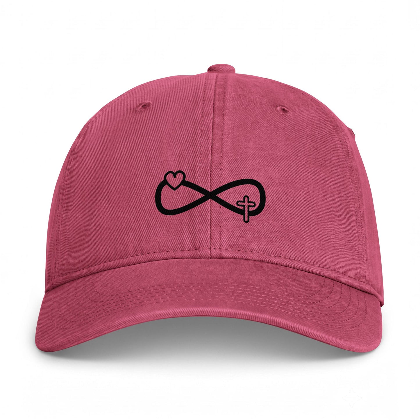 Infinity Heart & Cross Embroidered Cap — Coastal Washed Baseball Hat