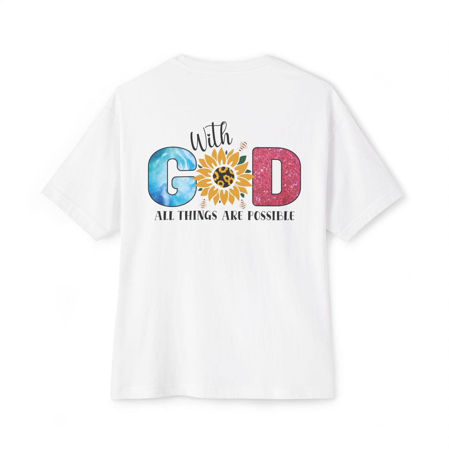 With God Tee — 'All Things Are Possible' Floral Sunflower Faith T-Shirt
