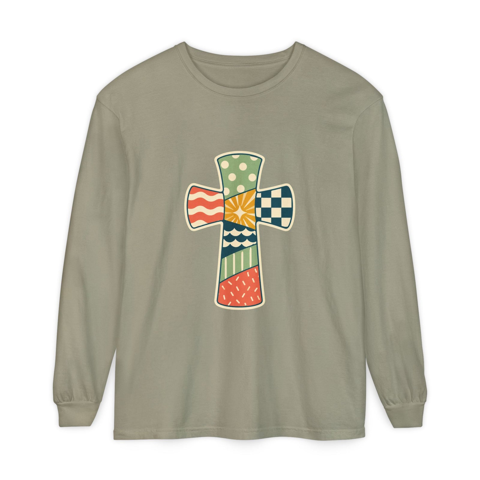 Patchwork Cross Long Sleeve T-Shirt