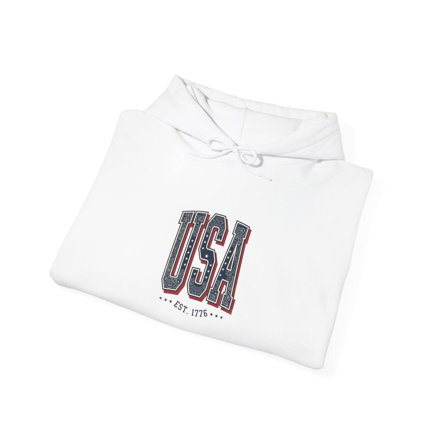 USA Arch Retro Typography Hoodie | 4th of July Vintage Americana