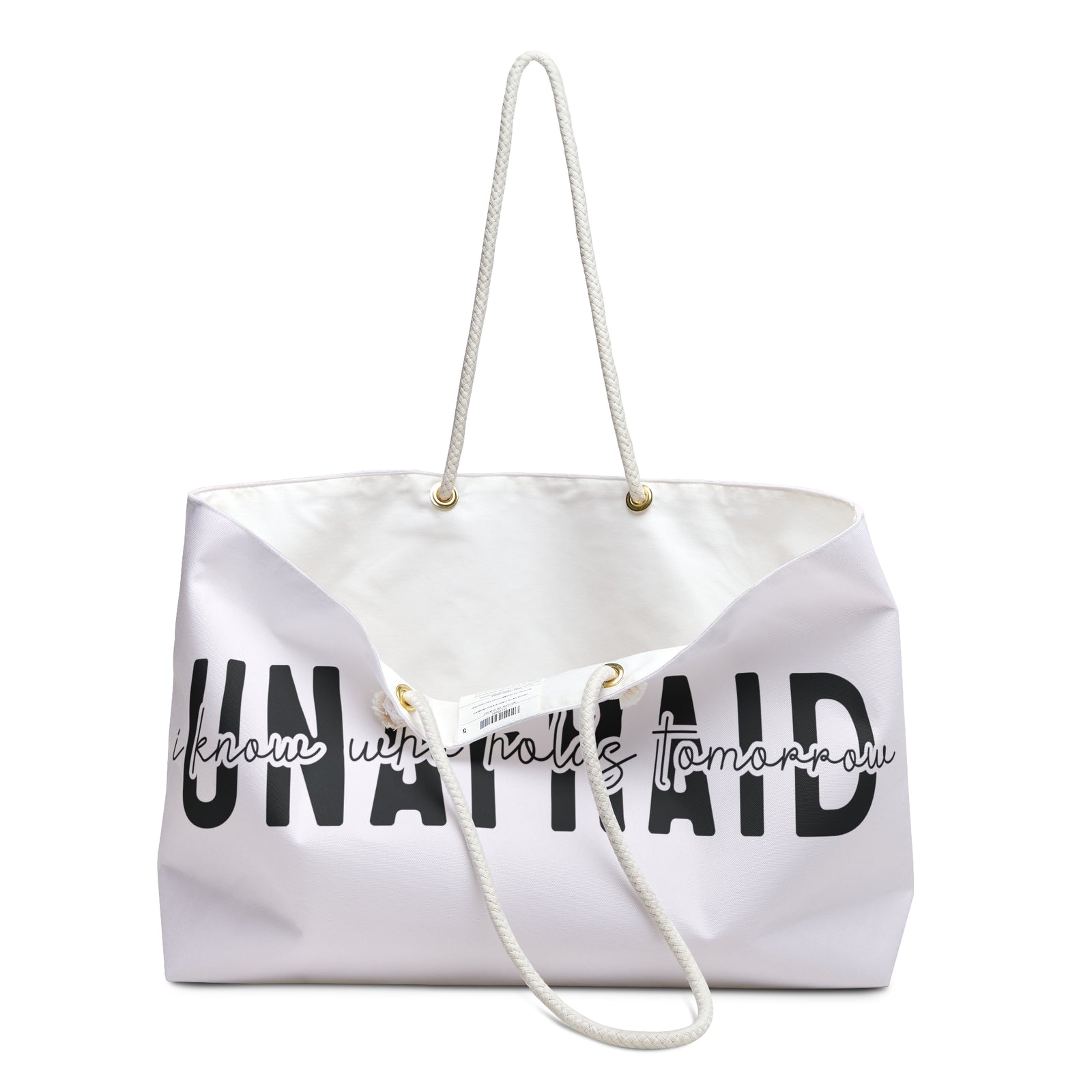 Unafraid Weekender Bag — "I Know Who Holds Tomorrow" Inspirational Travel Tote