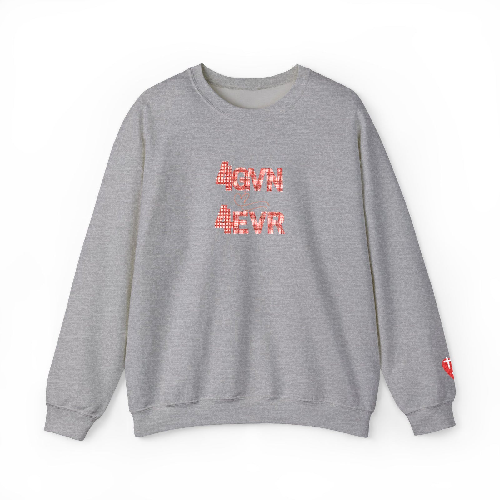 Crewneck Sweatshirt — 'AGAIN NEVER' Floral Text Design, White Cozy Pullover