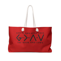 Load image into Gallery viewer, "God Is Greater Than The Highs and Lows" Weekender Bag