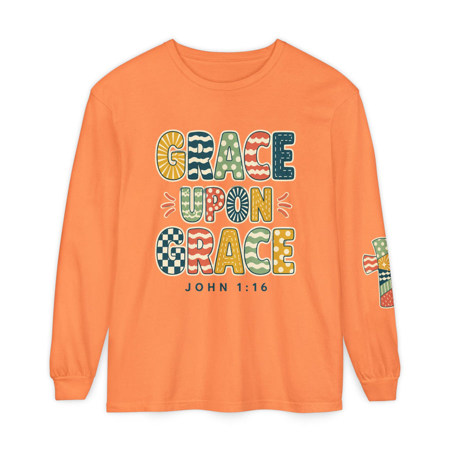Grace Upon Grace Long Sleeve T-Shirt — John 1:16 Christian Tee