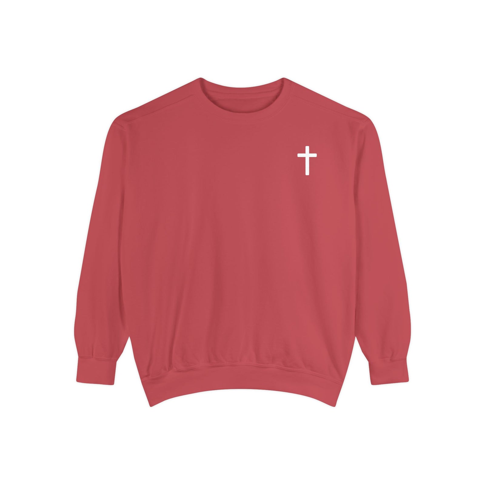 Christian Sweatshirt — Small Cross (Front) + "Jesus Loves You" Back