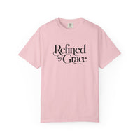 Load image into Gallery viewer, Refined by Grace T-Shirt — Minimal Christian Cross Graphic Tee