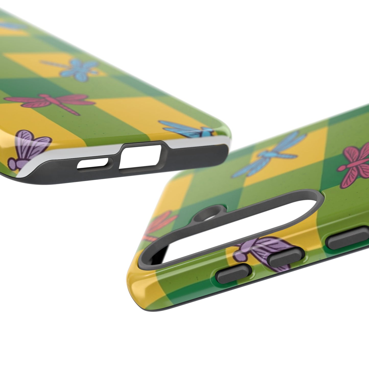 Dragonfly Check Phone Case — Colorful Plaid Protective Tough Case