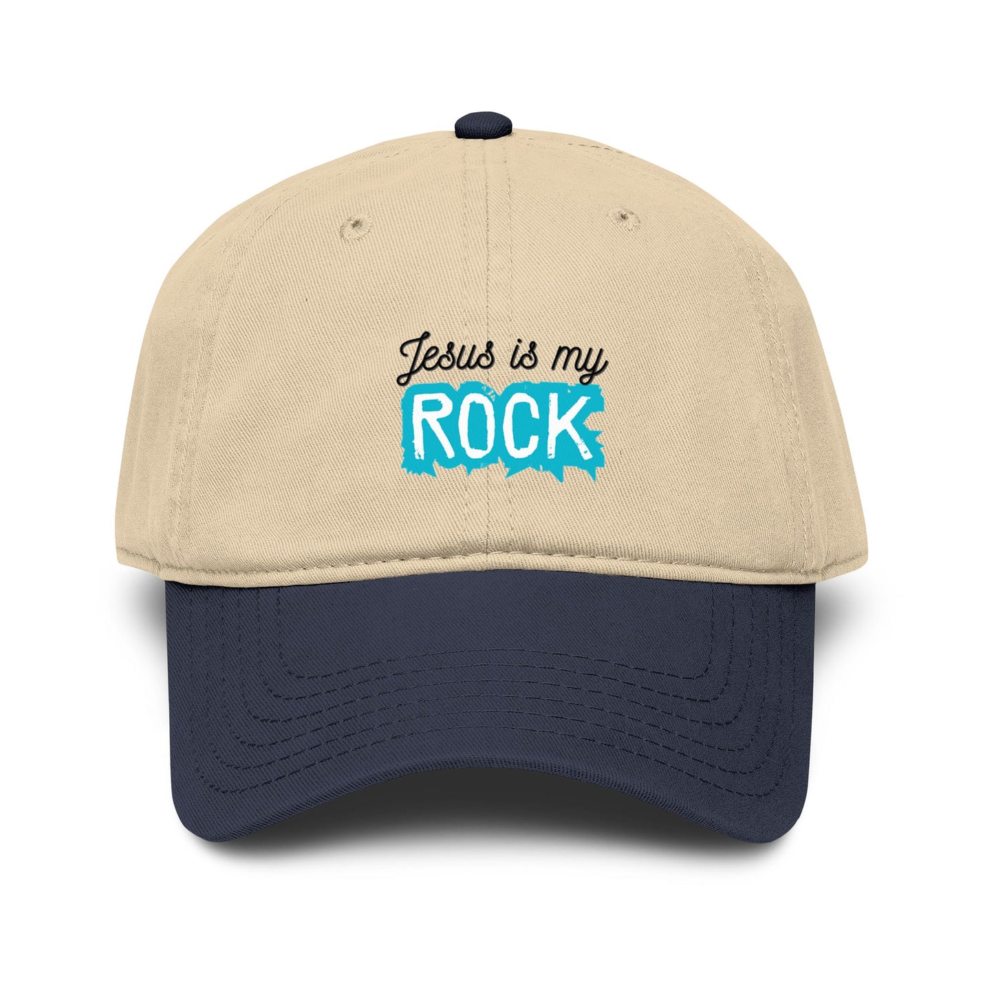 Jesus Is My Rock Baseball Cap — Embroidered Faith Hat