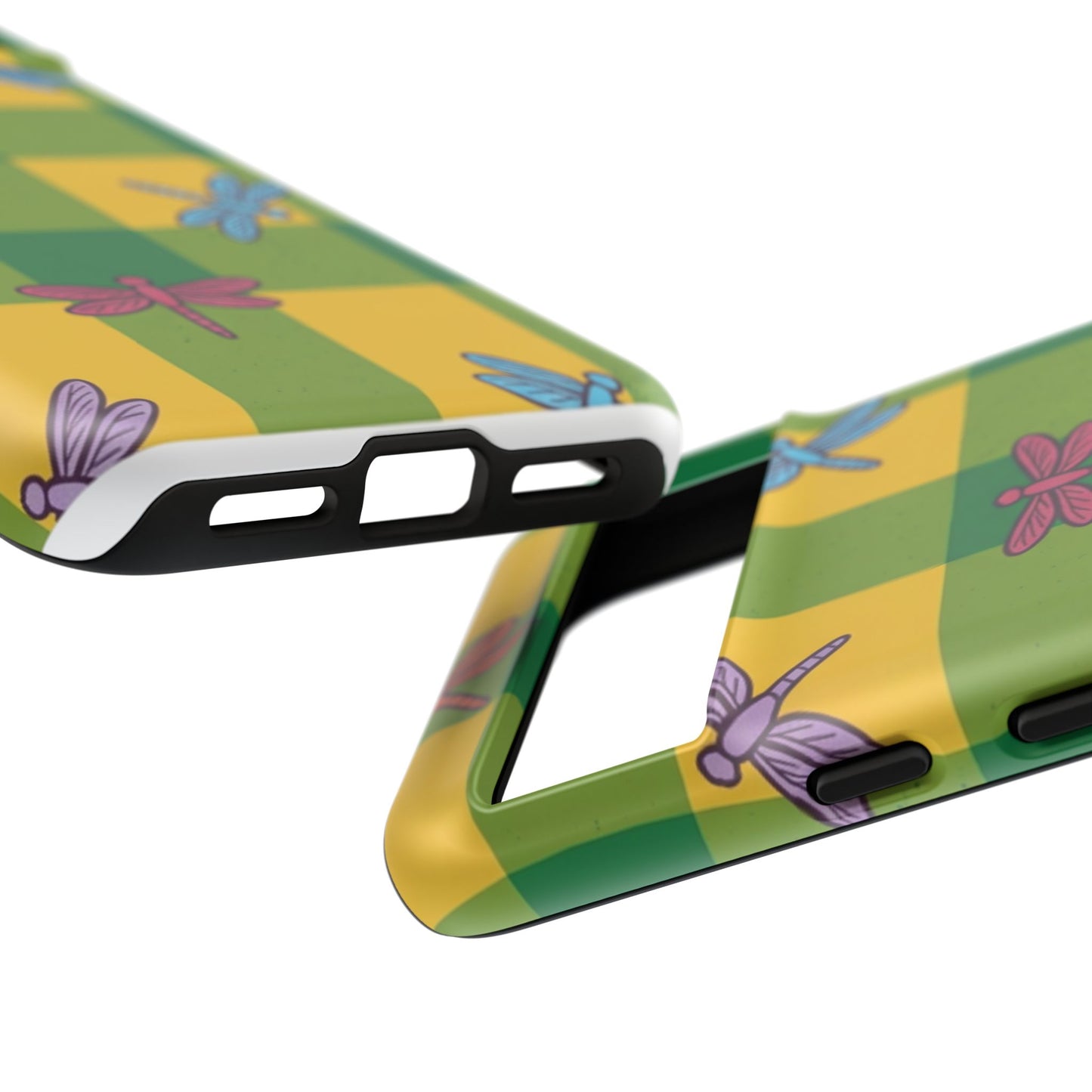 Dragonfly Check Phone Case — Colorful Plaid Protective Tough Case