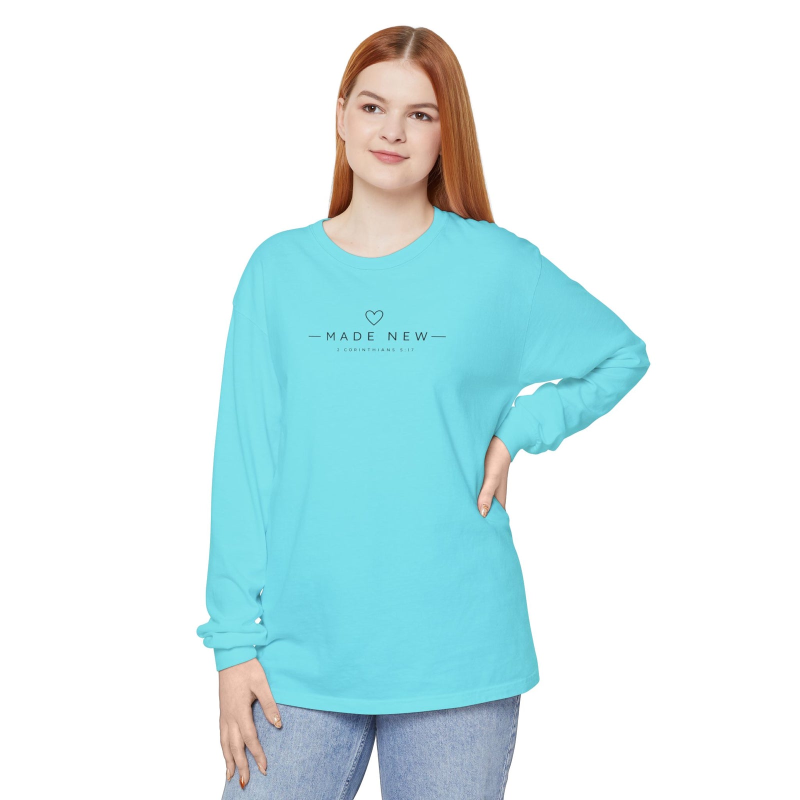 Made New Long Sleeve T-Shirt — Minimal Christian Faith Graphic