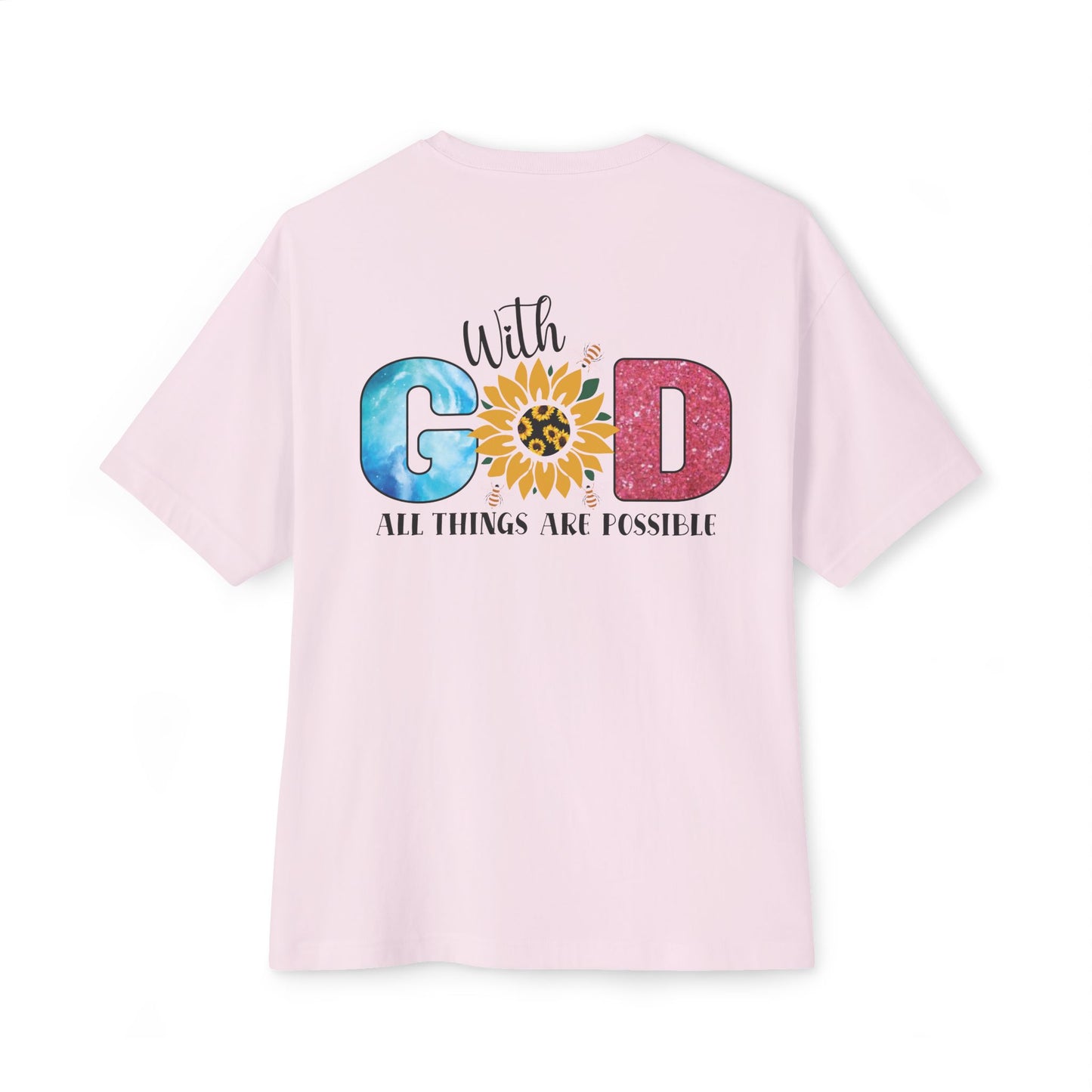 With God Tee — 'All Things Are Possible' Floral Sunflower Faith T-Shirt