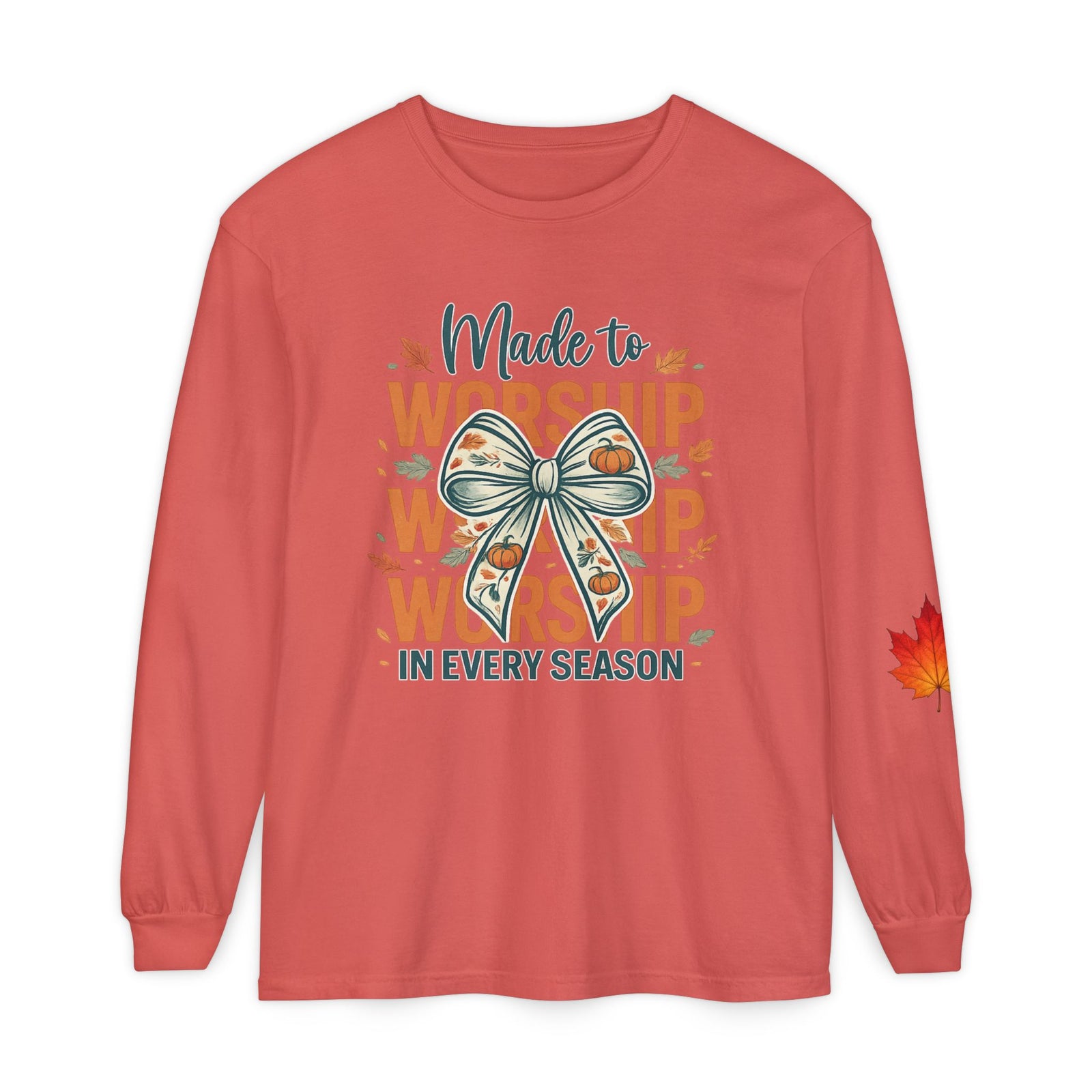Long Sleeve Tee — "Made to Worship in Every Season" Fall Faith Shirt