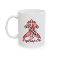 Load image into Gallery viewer, "Prayer Chain for a Cure" Breast Cancer Awareness Mug