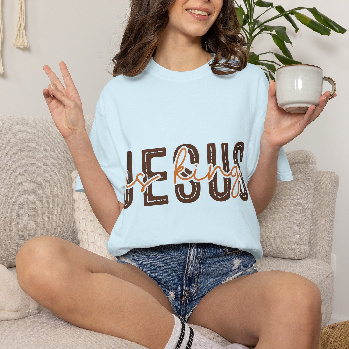 Jesus Loving T-Shirt — Faith-Based Graphic Tee with Script & Block Lettering