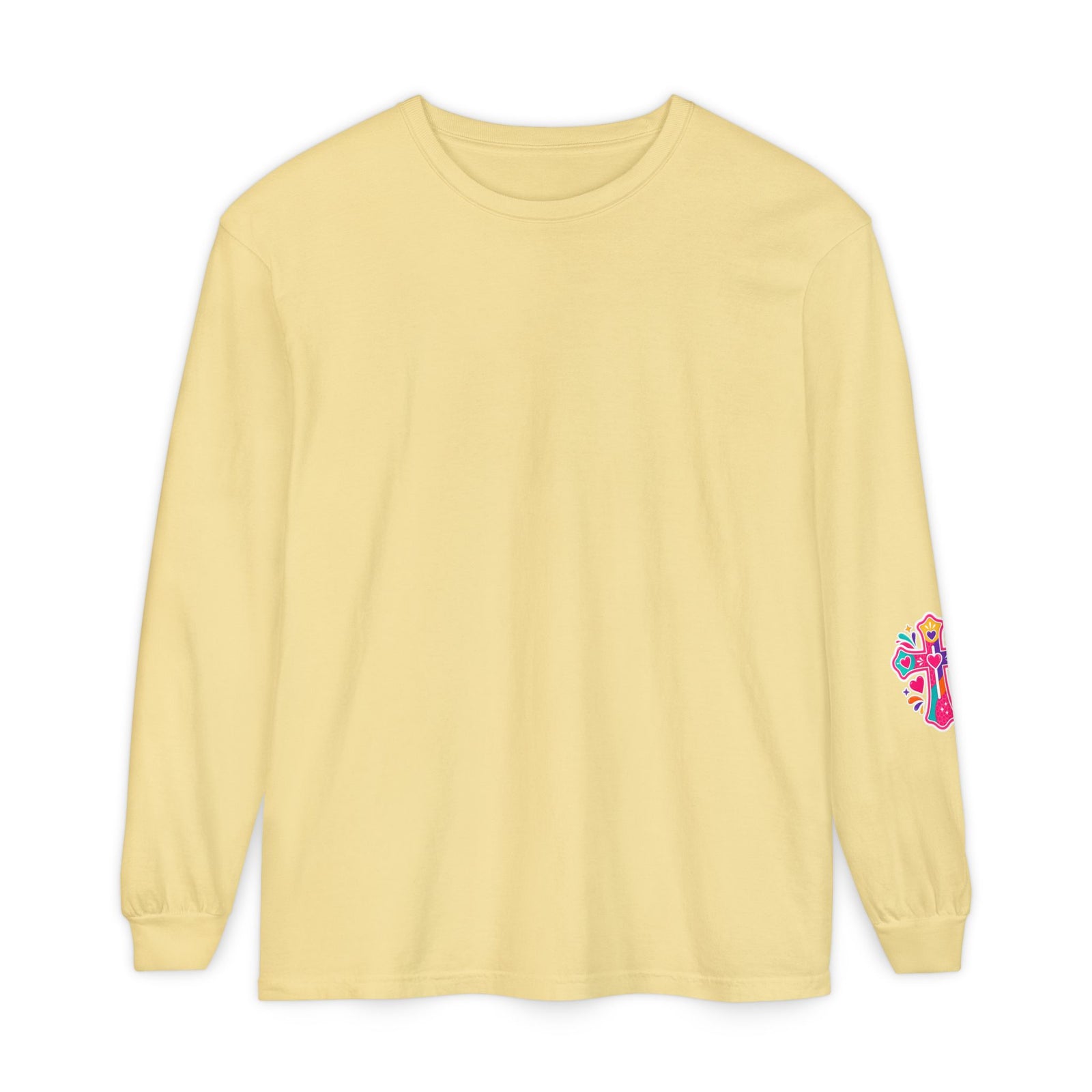 Long Sleeve Tee - "BEWARE Powered by Prayer and Grace of God" Colorful Faith Tee