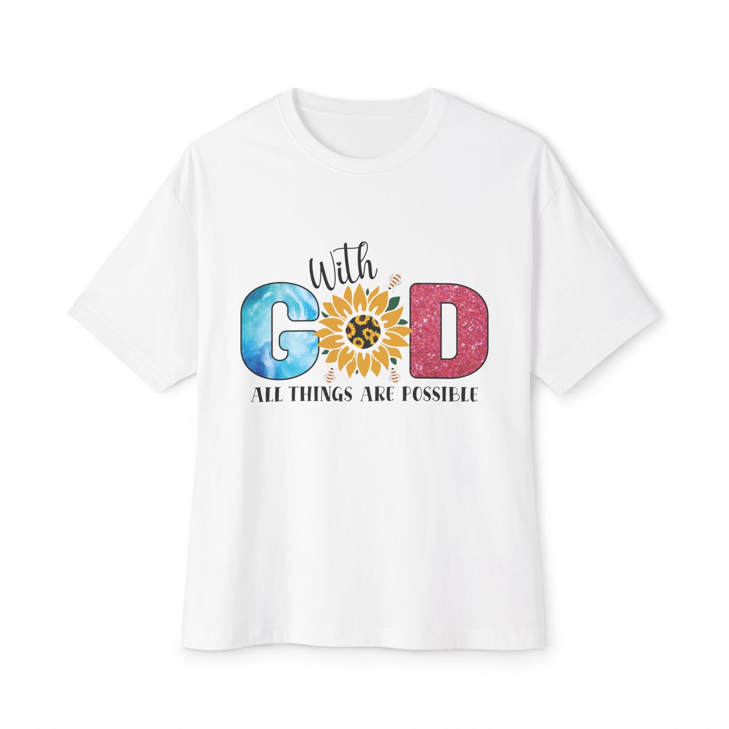 With God Tee — 'All Things Are Possible' Floral Sunflower Faith T-Shirt