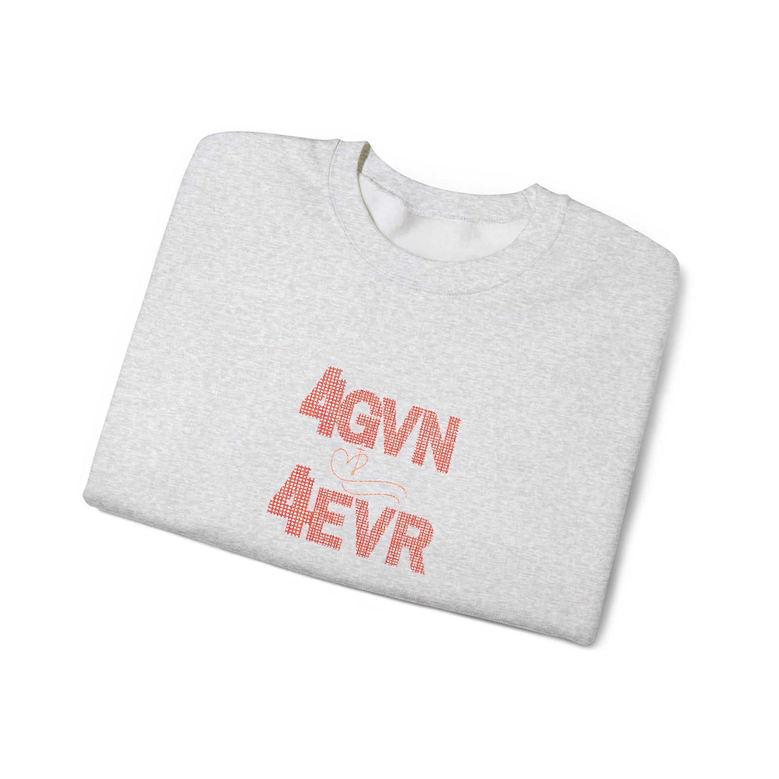 Crewneck Sweatshirt — 'AGAIN NEVER' Floral Text Design, White Cozy Pullover