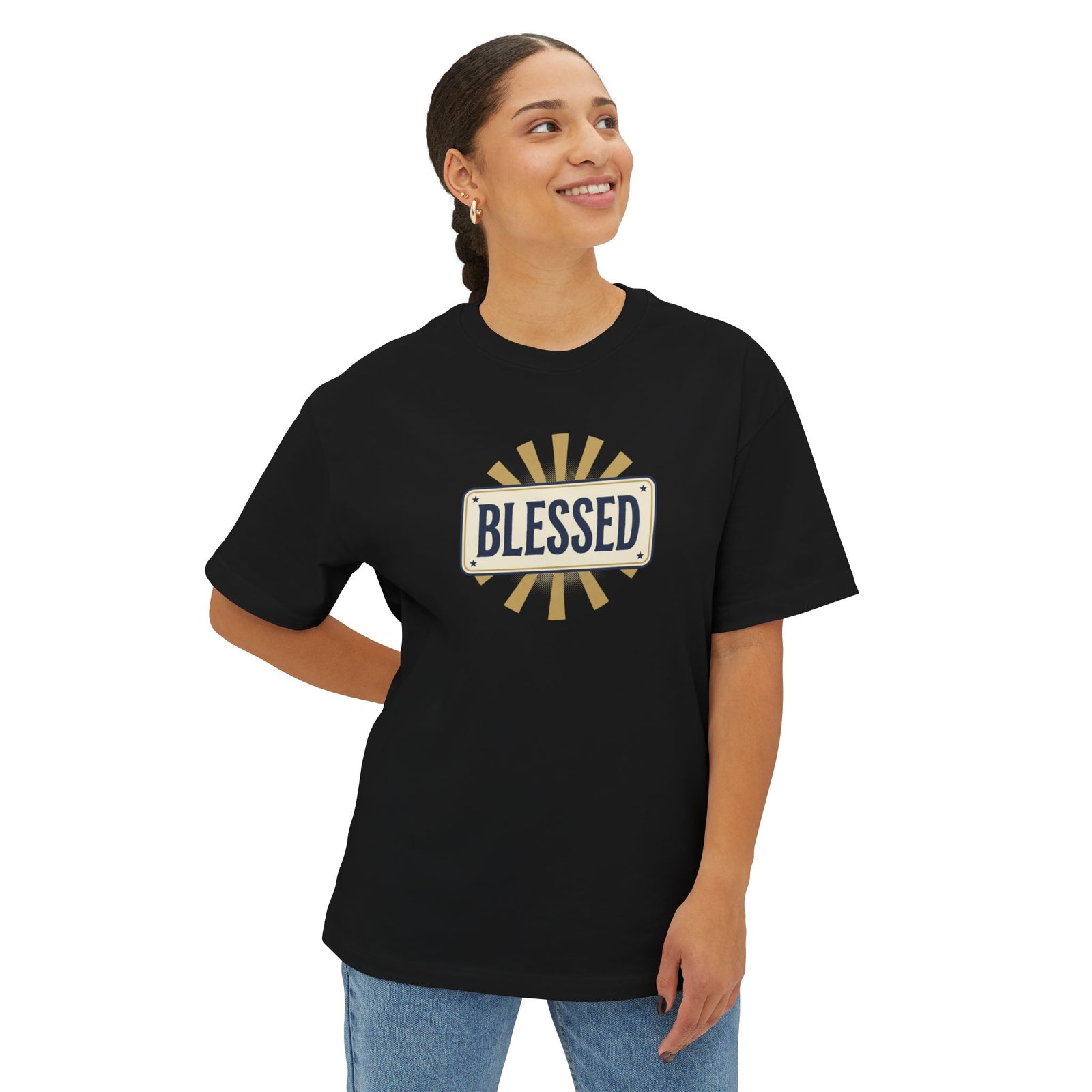 Blessed Vintage Sign T-Shirt — Oversized Boxy Tee