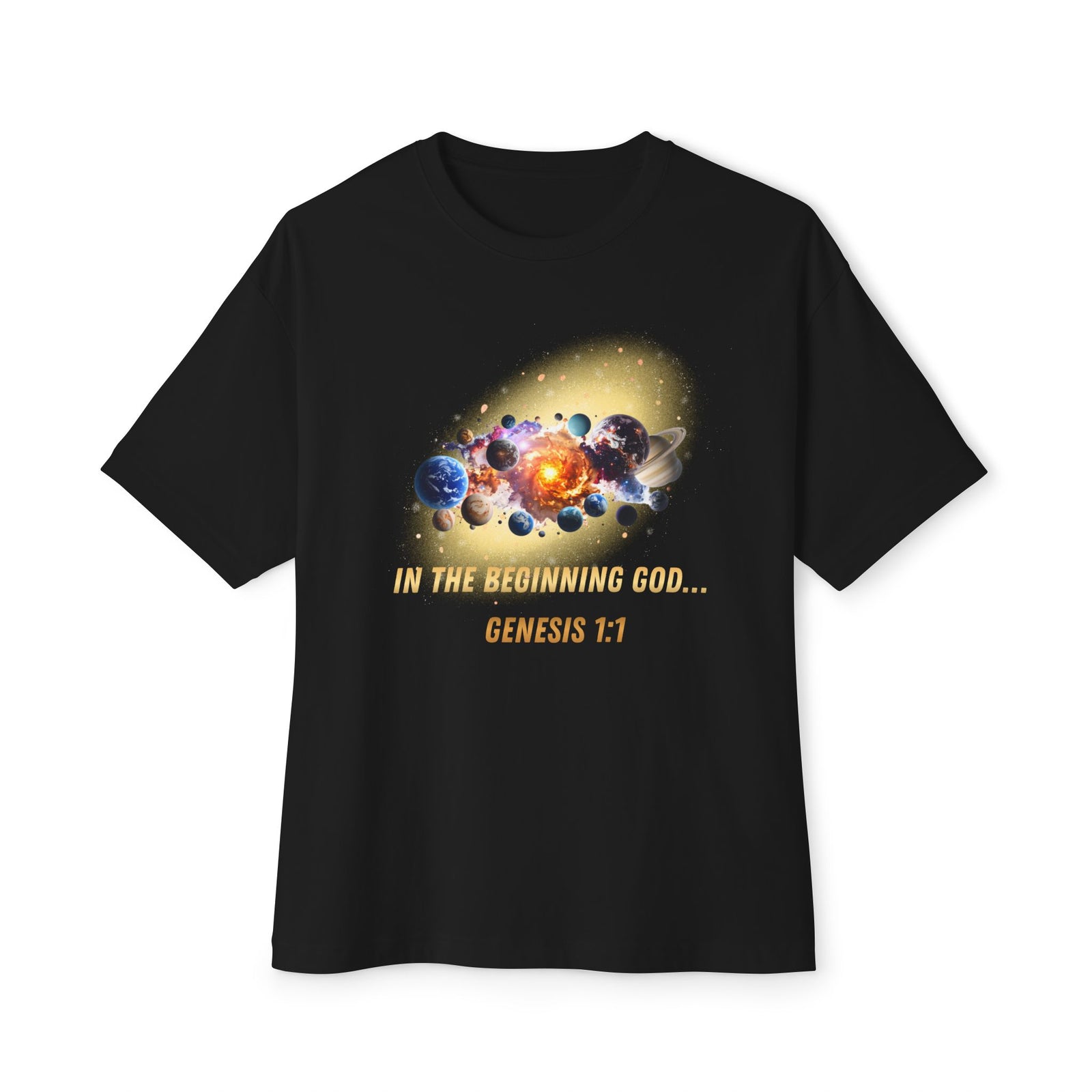 Genesis 1:1 Creation Tee — Cosmic Bible Verse T-Shirt