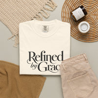Load image into Gallery viewer, Refined by Grace T-Shirt — Minimal Christian Cross Graphic Tee