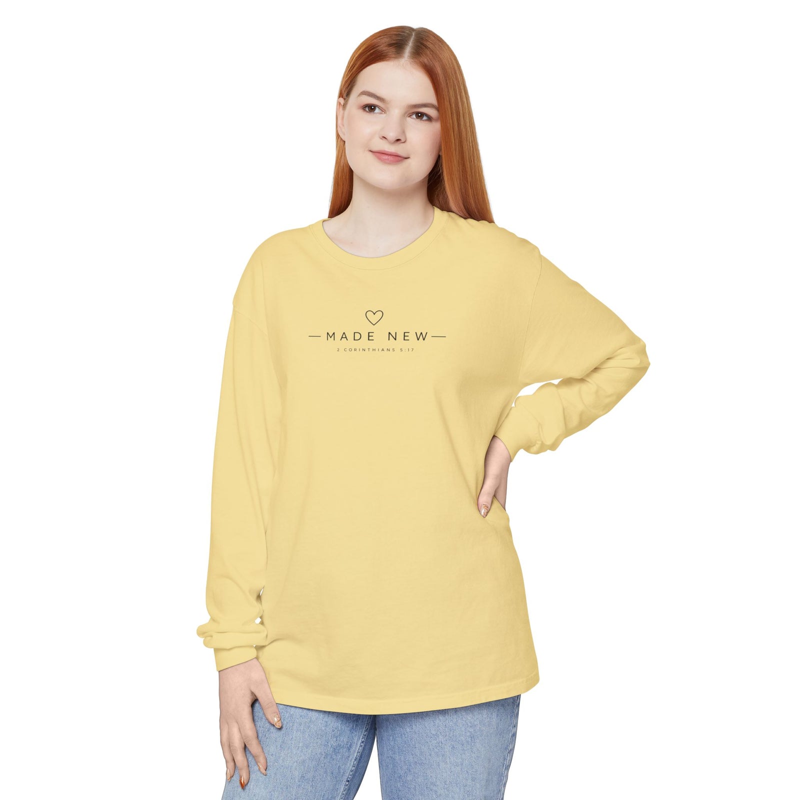 Made New Long Sleeve T-Shirt — Minimal Christian Faith Graphic