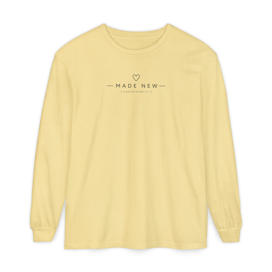 Made New Long Sleeve T-Shirt — Minimal Christian Faith Graphic