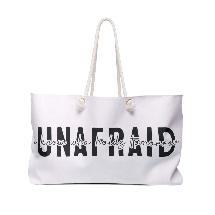 Unafraid Weekender Bag — "I Know Who Holds Tomorrow" Inspirational Travel Tote