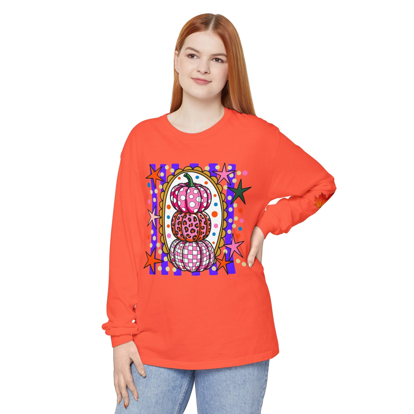 Autumn Pop Art Pumpkin Long Sleeve Shirt