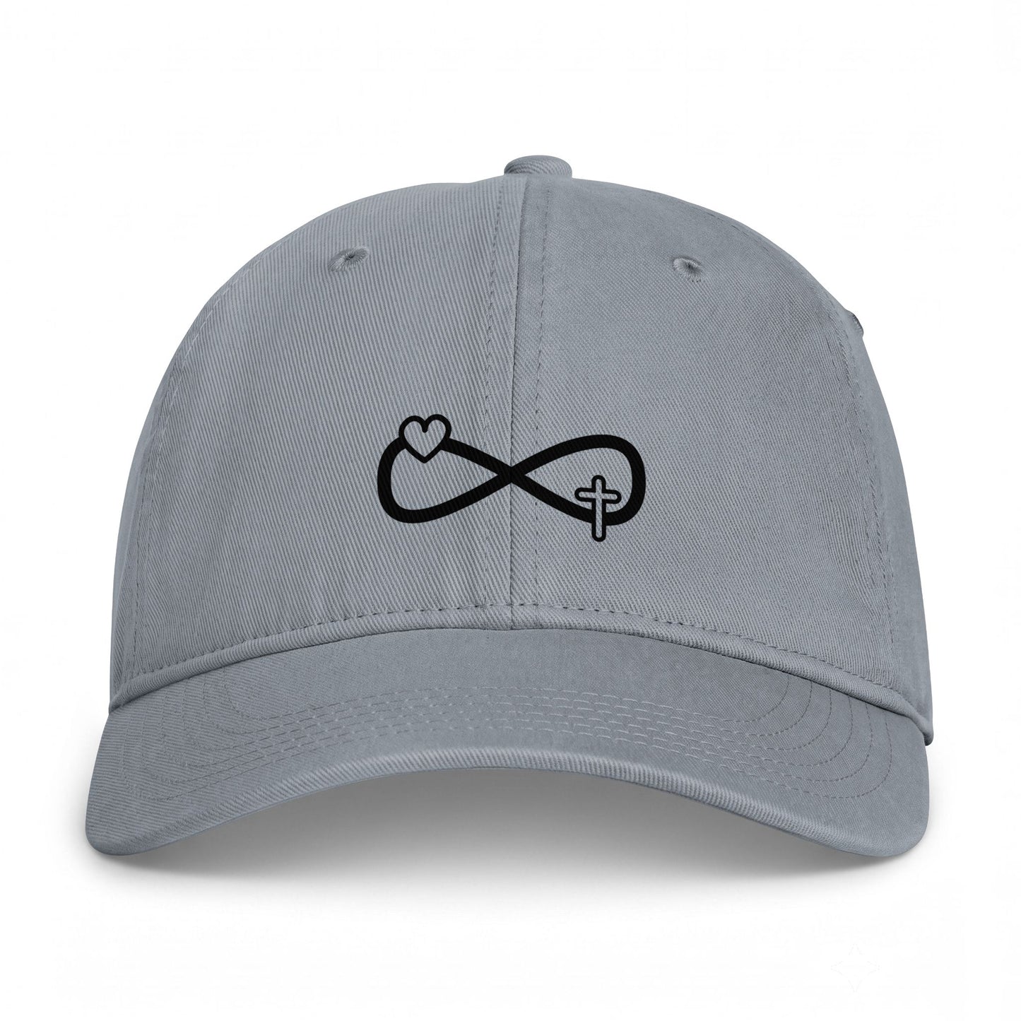 Infinity Heart & Cross Embroidered Cap — Coastal Washed Baseball Hat
