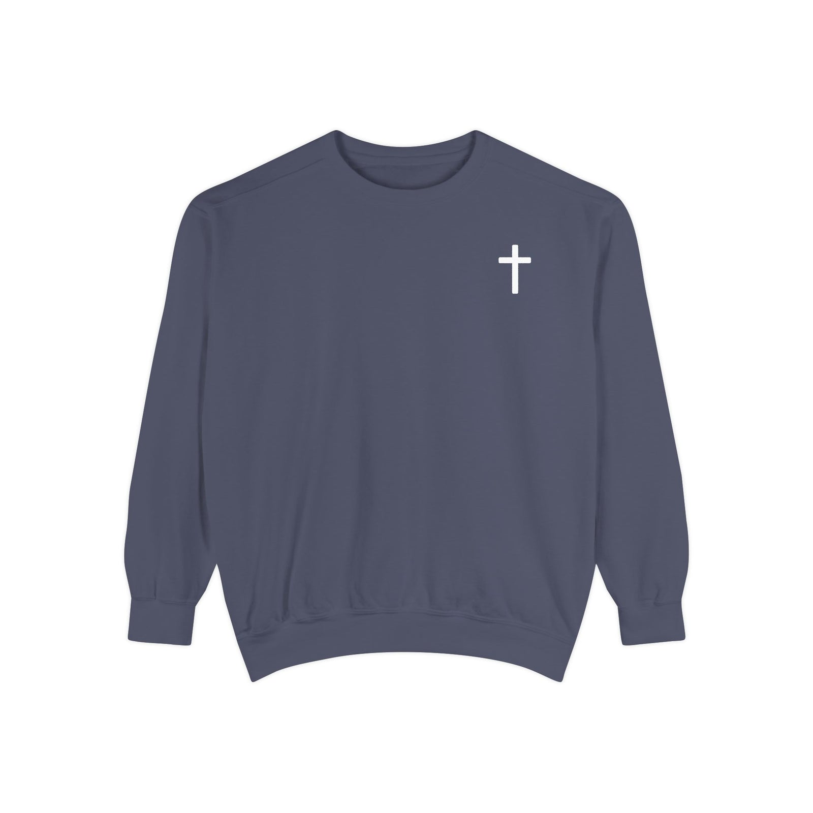 Christian Sweatshirt — Small Cross (Front) + "Jesus Loves You" Back