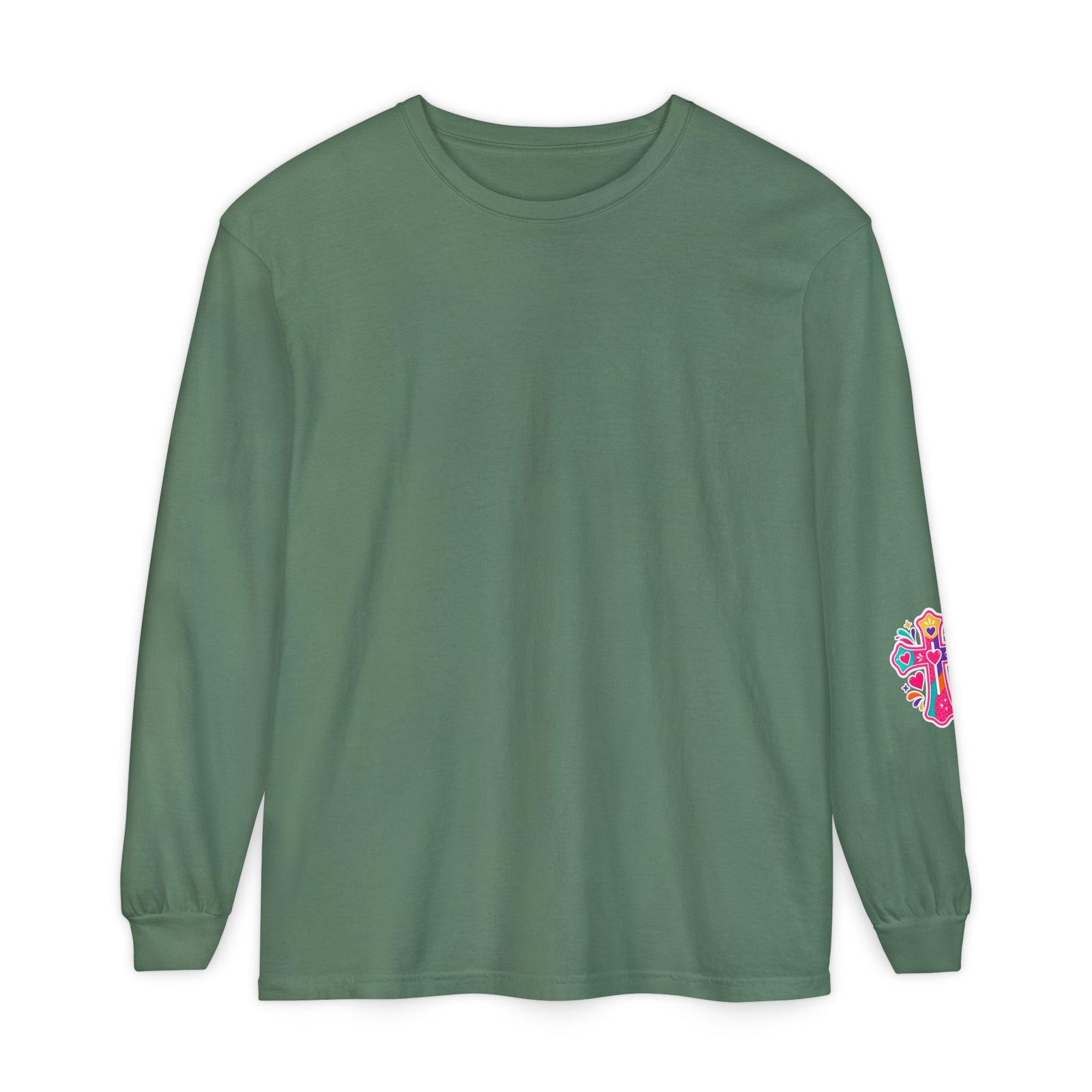 Christian Long Sleeve Tee — "Warning I Tell Everyone About Jesus" Colorful Faith Shirt
