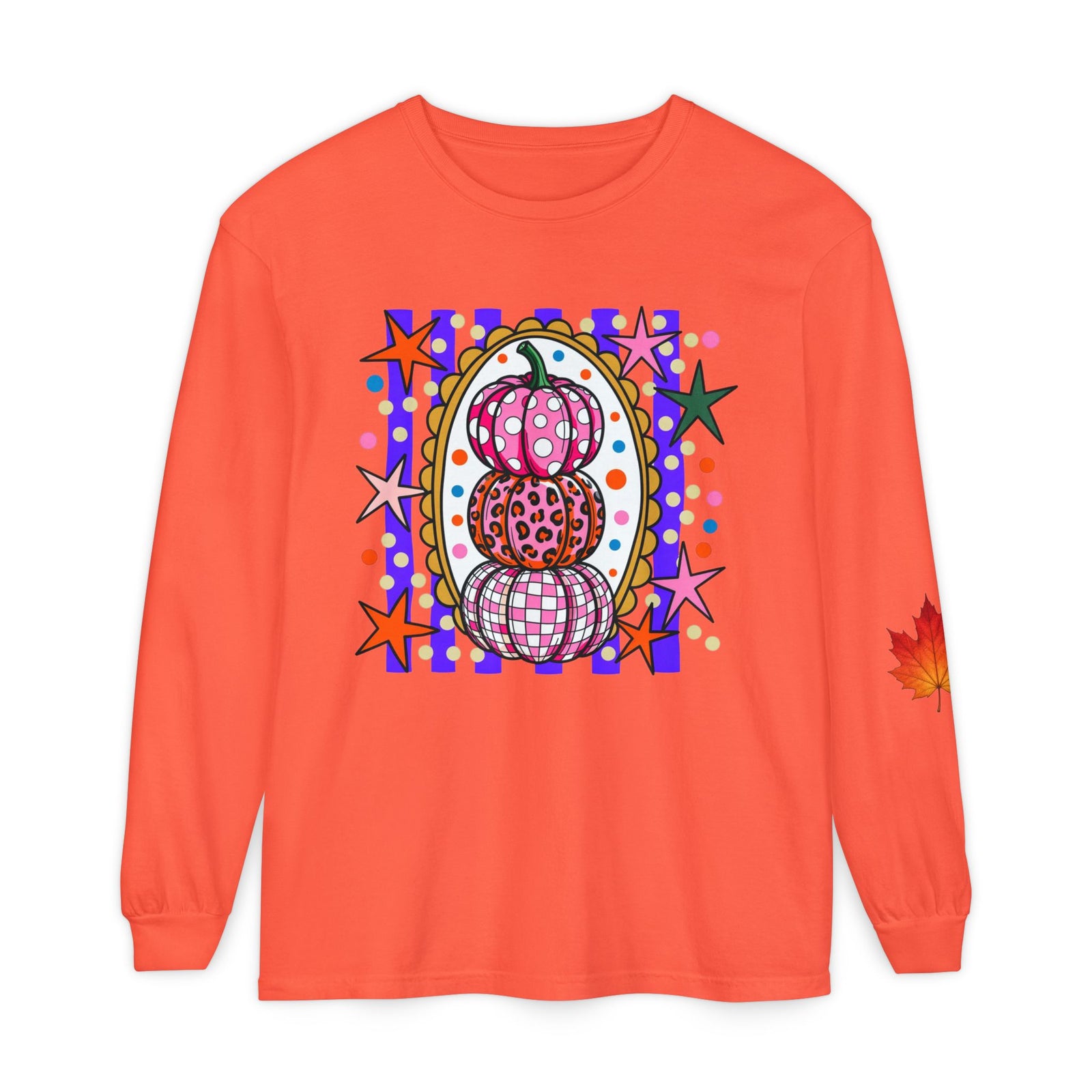 Autumn Pop Art Pumpkin Long Sleeve Shirt