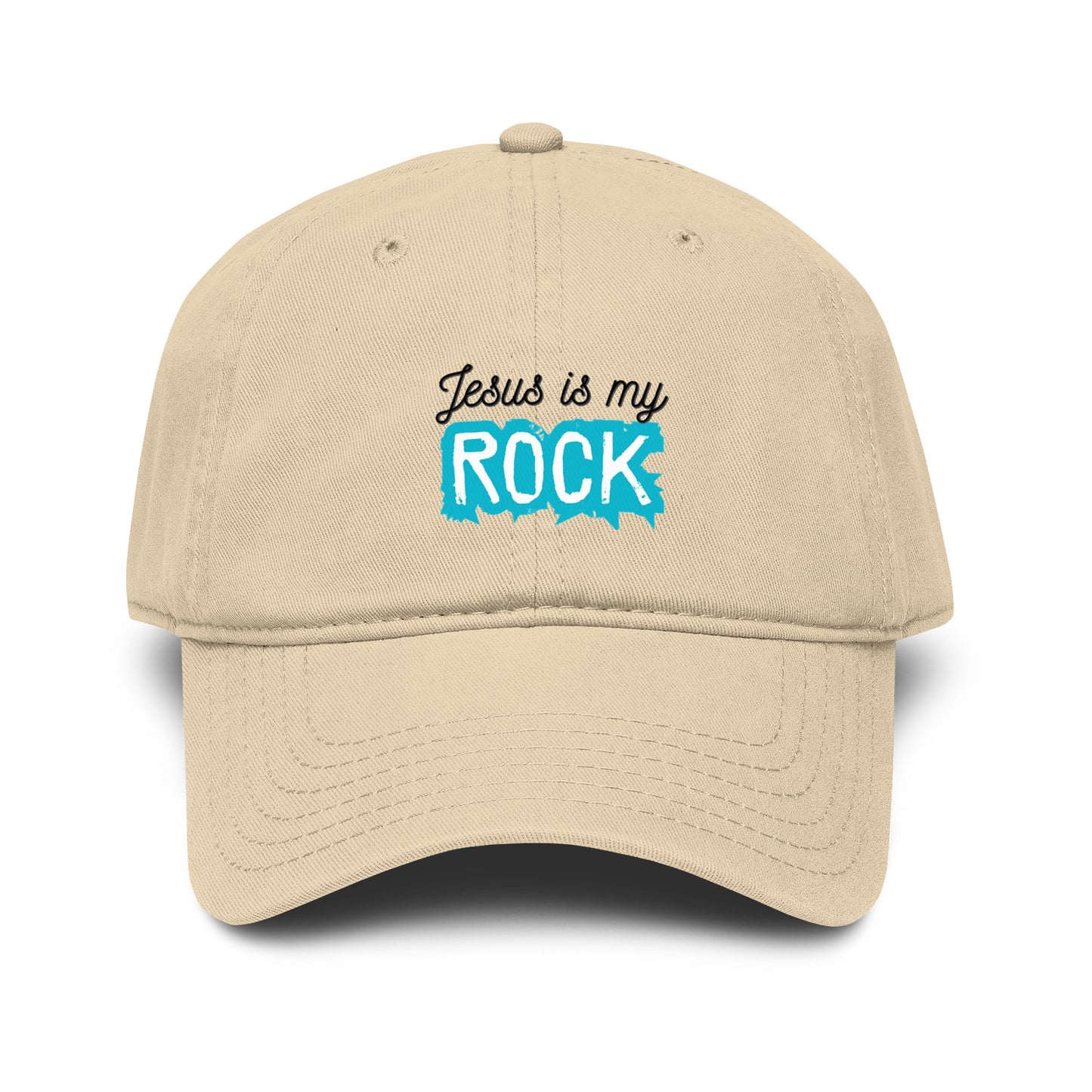Jesus Is My Rock Baseball Cap — Embroidered Faith Hat