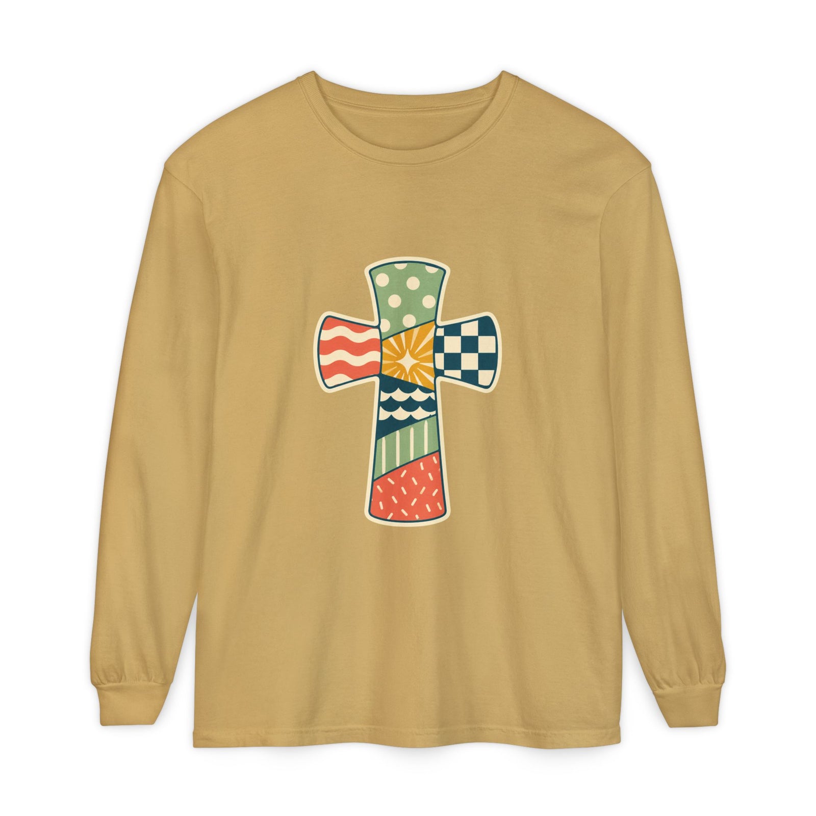 Patchwork Cross Long Sleeve T-Shirt