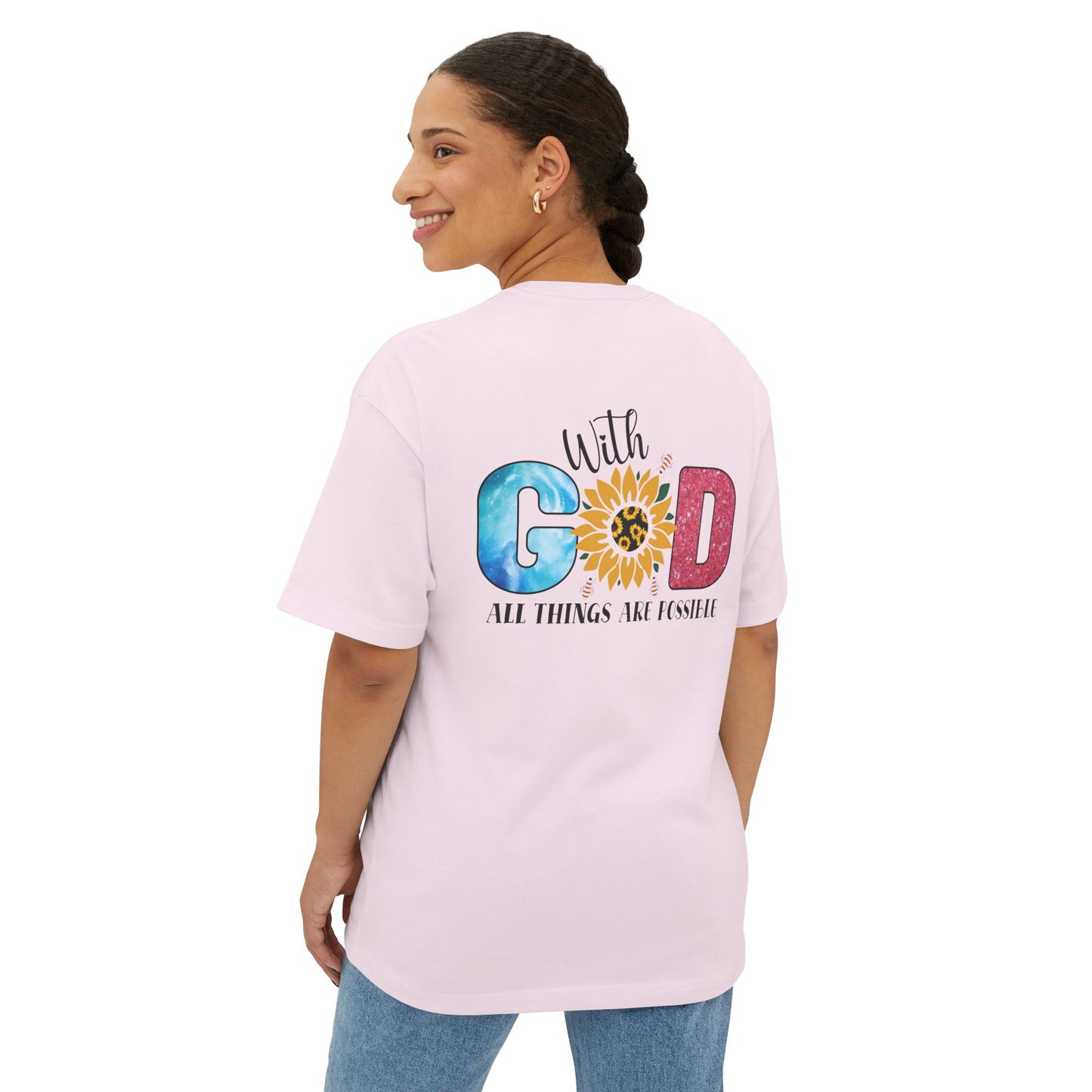 With God Tee — 'All Things Are Possible' Floral Sunflower Faith T-Shirt